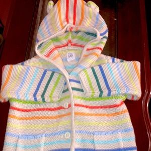 Tan and rainbow baby sweater